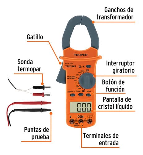 Pinza Amperimétrica Digital Tester Multimetro 1000amp Truper