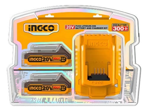 Set De 2 Baterias 20v 2ah Incluye Cargador Ingco Fbcpk1222