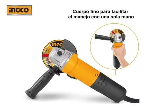 Amoladora Angular Electrica Industrial 900w 125mm Ingco Amarillo