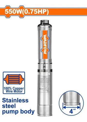 Bomba Sumergible Pozo Profundo 550w 4 PuLG Wadfow Wwpda02 Gris