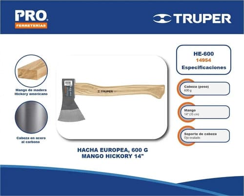 Hacha Truper Tipo Europeo 1.1/4 Lbs. # He-1 1/4m