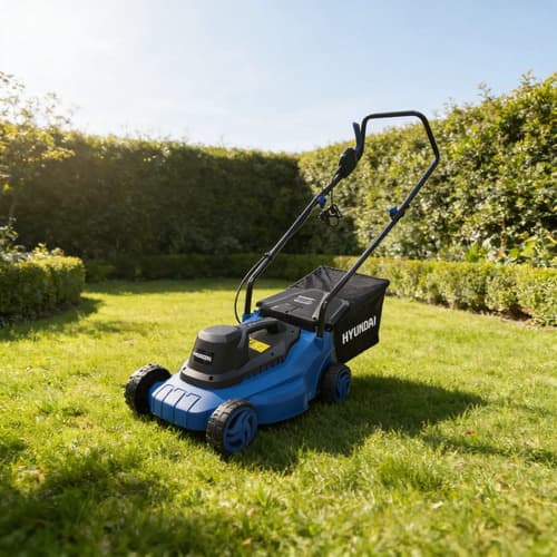 Cortadora De Césped Hyundai 1200w Eléctrica Azul