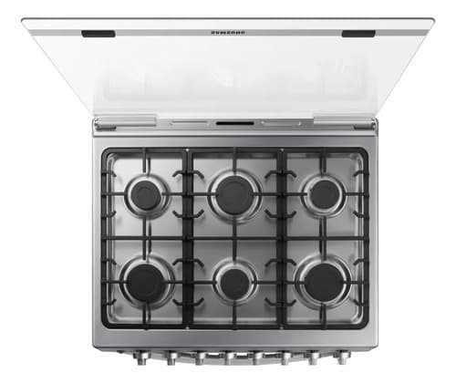 Cocina A Gas 6 Hornallas Samsung Nx52a5411cs Rejilla Hierro Color Gris Negro
