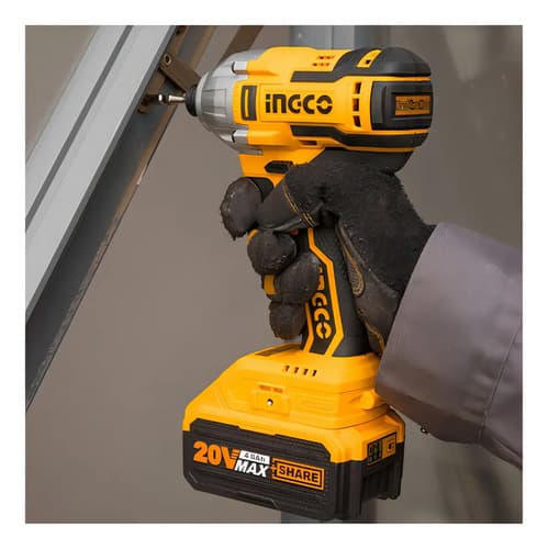 Kit Taladro + Atornillador De Impacto Inalambrico 20v Color Amarillo