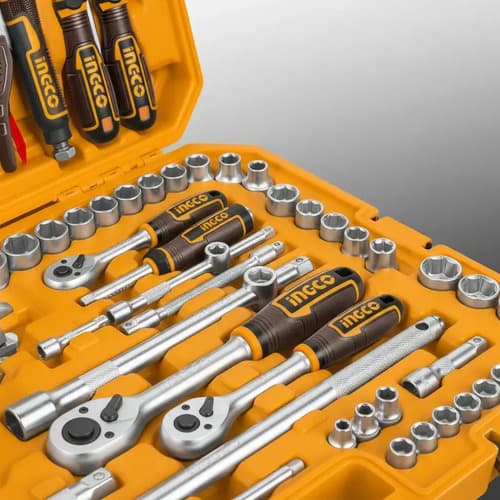 Set Tubos Llaves Caja Herramientas Completa Ingco 142 Pz Naranja