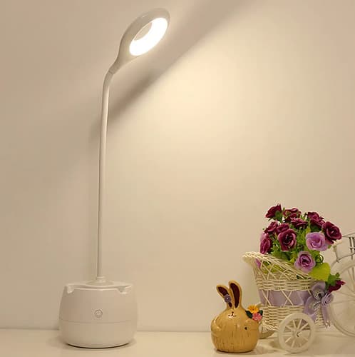 Lámpara Flexible Led Usb Todo Todo Escritorio Con Portalápices Blanco