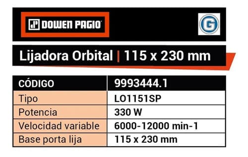 Herramientas Lijadora Orbital Carpintero 330 W Dowen Pagio Color Naranja Frecuencia 50 50 Hz