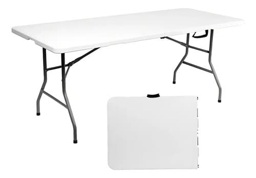 Mesa Plegable Swiss Armor Plástico Acero Blanco 180cm Para Exterior