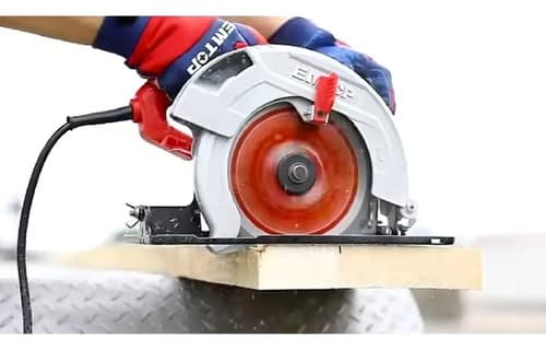 Sierra Circular Emtop 1400w 185mm 7 1/4  4800 Rpm Corte Ajustable Azul/rojo 50 Hz