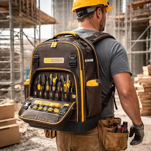Mochila De Herramientas 380x200x505mm Ingco Hbp0328 Marrón Oscuro