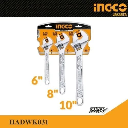 Llave Francesa Ajustable Set 3pcs 6 - 8 - 10  Ingco