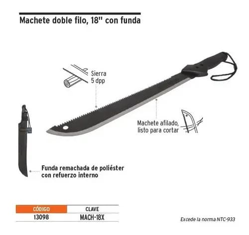 Machetes Truper Doble Funcion Con Funda Mach-18x