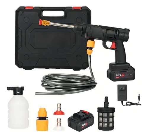 Hidrolavadora Inalámbrica Portátil Seisa De 30 Bar Y 300 W Negro