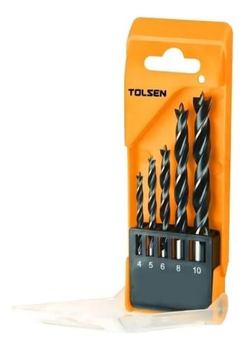 Set Mechas Para Madera Tolsen 4-5-6-8-10mm De Acero 5 Piezas