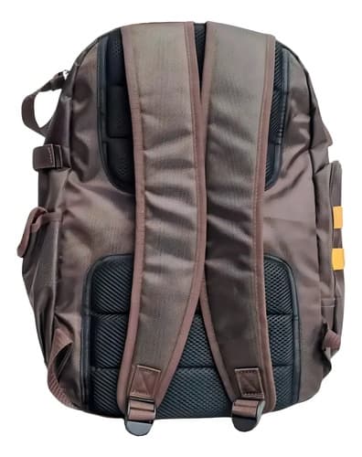 Maleta Espalda 45cm + 17 Bolsillos + Portahe Morral Maletin Color Marrón/naranja
