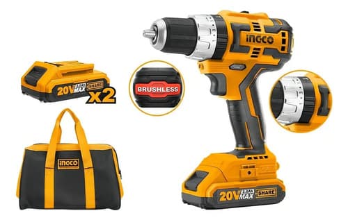 Taladro Inalámbrico Impacto 20v Ingco Brushless 1/2 Pulgadas Amarillo