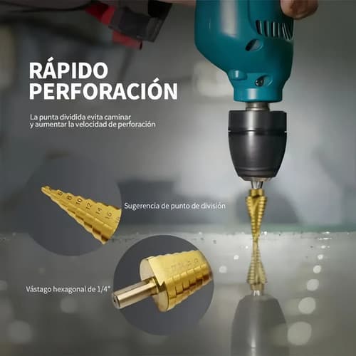 Mechas Escalonadas Acero Titanio Modelo 7 Danmi 4-32mm Juego 3 Piezas