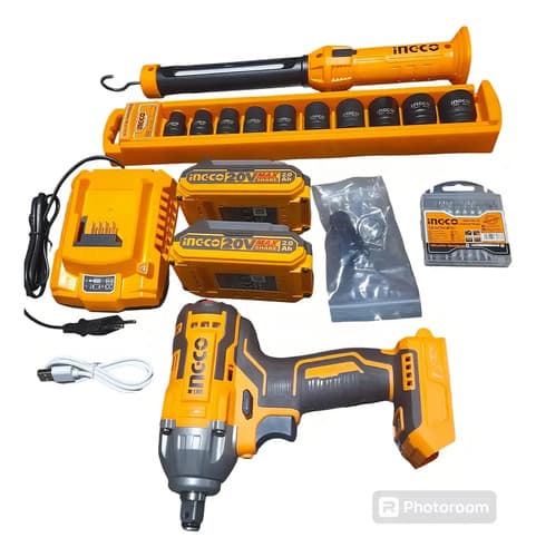 Llave De Impacto Inalámbrica Ingco 400nm Cosli23048-4 Color Naranja Y Negro 50hz/60hz