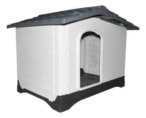 Casa De Perro Raza Grande Con Puerta Lateral Techo Gris