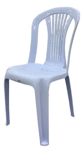 Silla Plástico Apilable Tushop Exterior Blanco Hueso Respaldo Alto