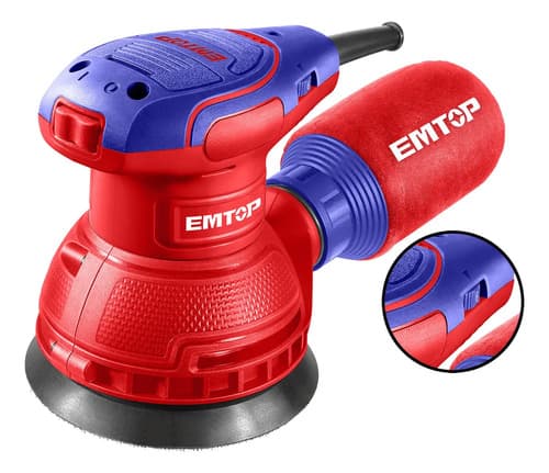 Lijadora Roto Orbital 320 Watts 125 Mm + 5 Lijas - Emtop Color Rojo Frecuencia 50