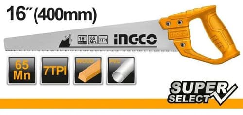 Serrucho De Costilla Ingco De 40 Cm Para Madera Con 7 Dientes Por Pulgada Naranja Claro