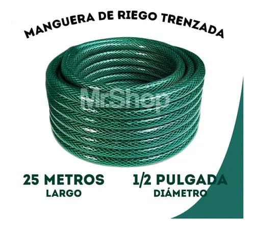 Manguera Riego Jardín Mallada 1/2 16mm 25mts Hidrolavadora Color Verde