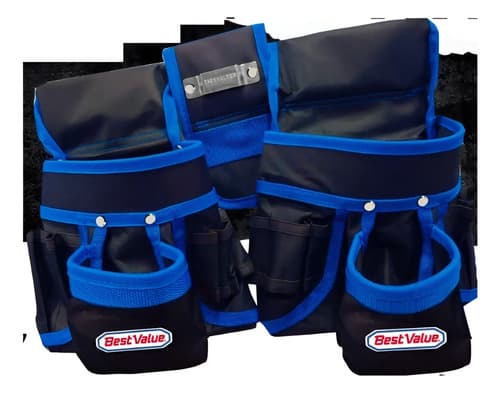 Porta Herramientas Para Cinturon 22 Bolsillos Best Value Negro Y Azul