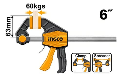 Pack 2 Prensa Rapida Madera Carpintero 6 Pulgadas Ingco
