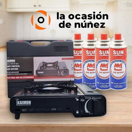 Anafe Camping Cocina Portatil 1 Hornalla Butano + Cartuchos