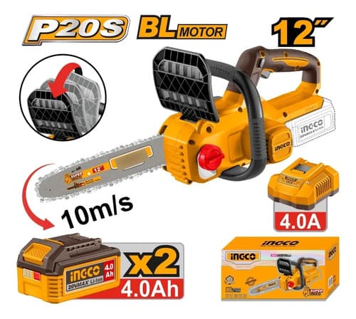 Motosierra 20v 12  + 2 Bat 4.0ah + Carg Ingco Cgsli201262 Naranja Claro