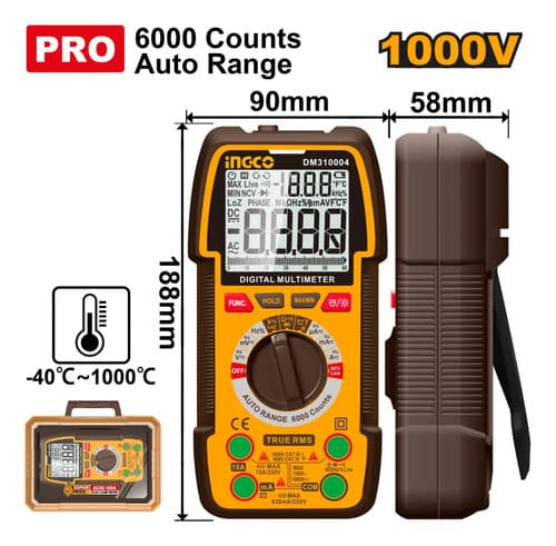 Tester Multimetro Pro 1000v Dc/ac Digital Ingco Dm310004