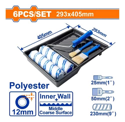 Set Juego De Rodillos Pinceles Y Bandeja Wadfow 6x Wcb3h63