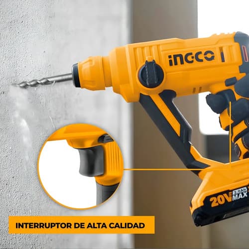 Rotomartillo Electroneumático Ingco P20s Crhli1601 Inalámbrico Amarillo Con 110w De Potencia
