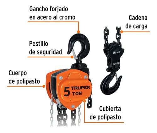 Polipasto De 5 Ton 16828 Color Naranja