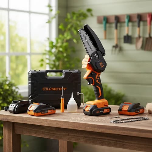 Mini Motosierra + 2 Baterias + Cadenas 18v Caldiad Lusqtoff Naranja