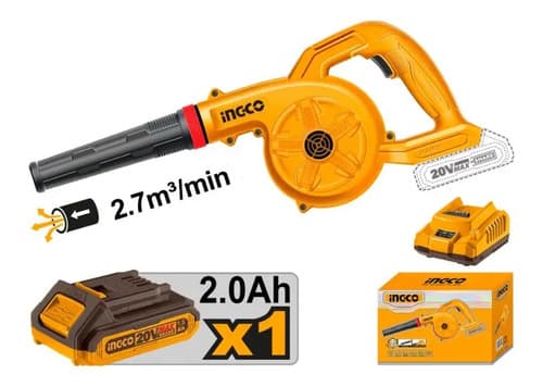 Soplador Inalambrico Bateria Cargador Ingco Cabli200281 Naranja Claro