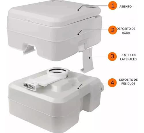 Inodoro Portátil Para Baño Químico Camping De 20 Litros Gris