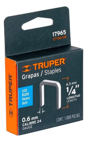 Grampas Truper 1/4 Pulgadas # Et-50-1/4 Caja 1.000 Pzas Azul