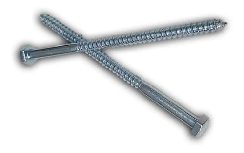 100 Tornillo Tirafondo Hexagonal Zincado 1/4 X 3 1/2 - 100mm