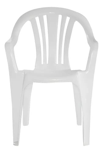 Silla Plástico Tushop Reforzada Blanca Con Apoyabrazos 140kg Apilable Blanco