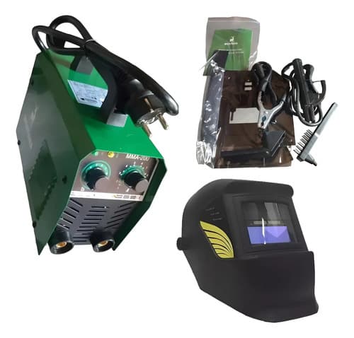 Soldadora Inverter 200 Amper Con Sus Accesorios+casco- Hnt Verde Musgo