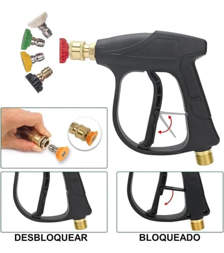 Pistola De Presión Sjrohe Portátil Con 5 Boquillas Y Manguera, Para Lavado De Autos Negro