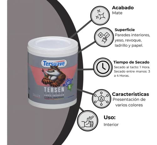 Latex Interior Tersen Mate 1 Litro Tersuave Color Coral