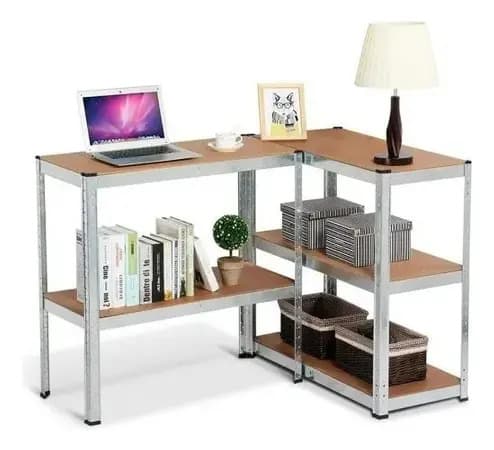 Estanteria Metalica Encastrable 200 Cm - Estantes En Mdf Gris Claro