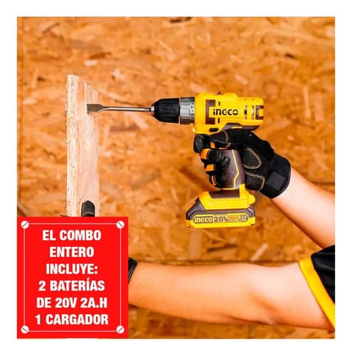 Set Atornillador Impacto Y Atornillador 10mm Ingco C Color Amarillo