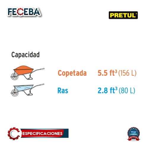Concha Para Carretilla De Acero 80 L, Marca Pretul Gris
