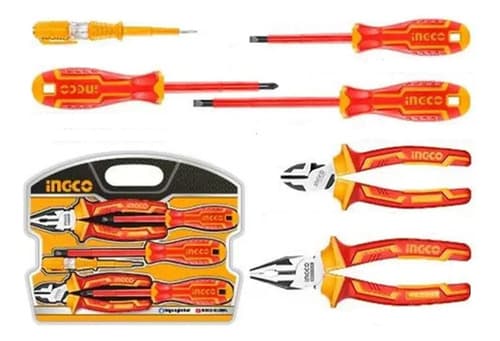 Set Juego 6 Herramientas Aisladas Ingco Hkist3061 Rojo