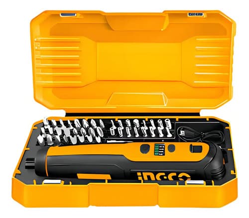 Destornillador Ingco 1/4 4 V Con Batería De Iones De Litio Cyber Yellow