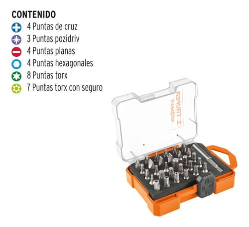 Juego Puntas Mixtas, Largo 1'' 31 Pz Truper 11887